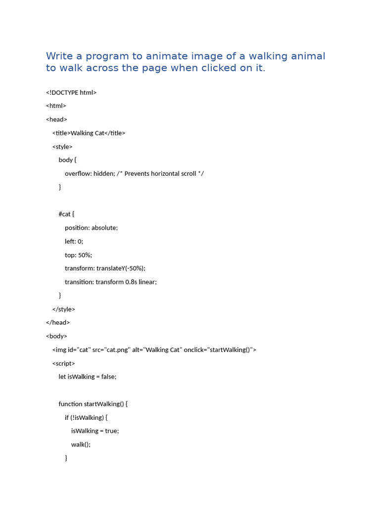 Write A Program To Animate Image of A Walking Animal To Walk Across The ...