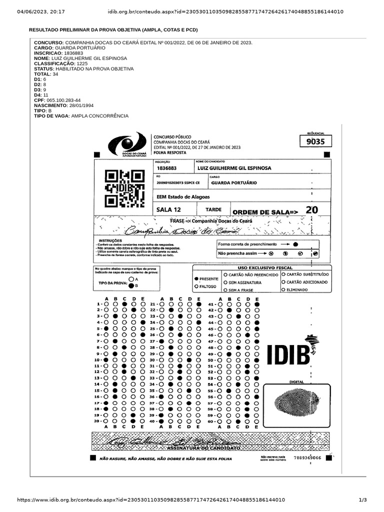 IDIB-G.Port Resultados | PDF