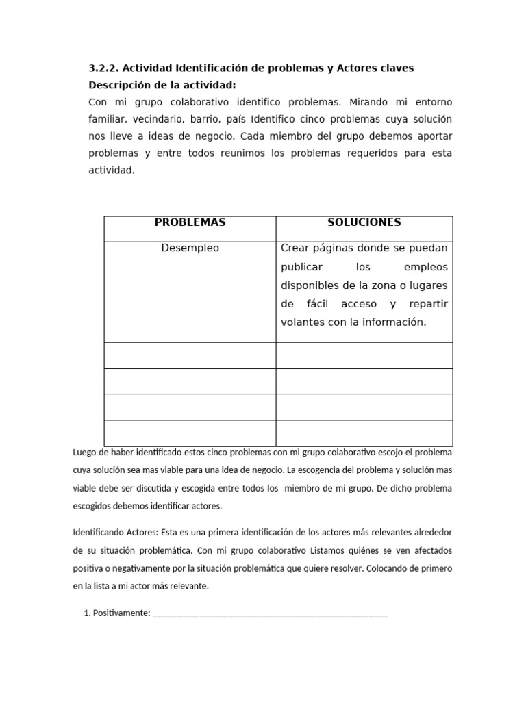 Actividad Idea de Negocio | PDF