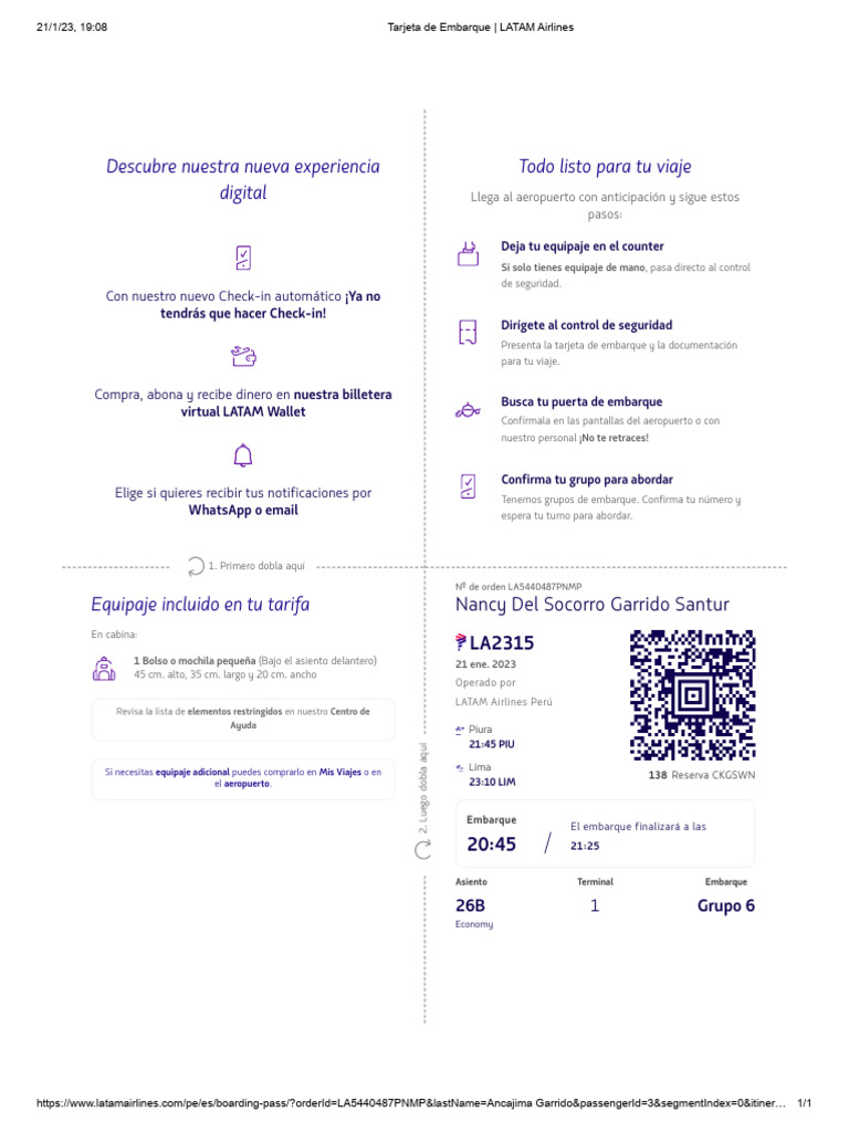 Modelo de Check-in LATAM Airlines | PDF | Aviación
