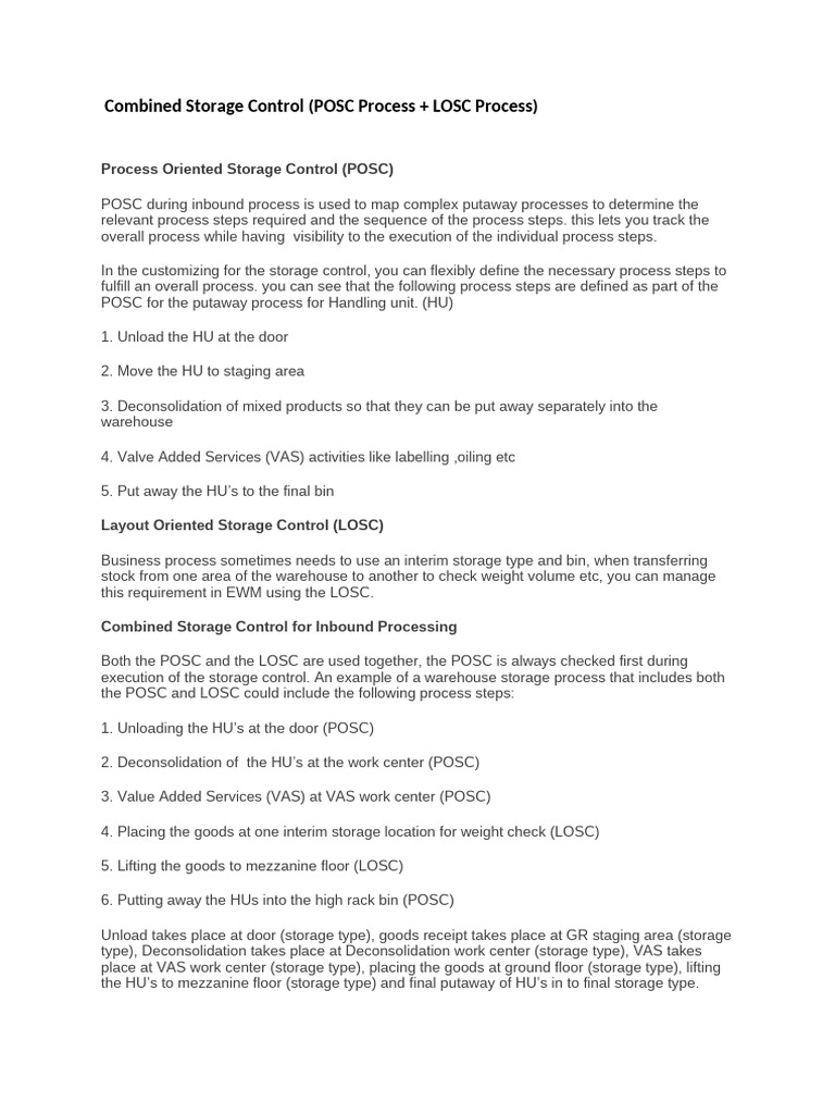 POSC vs. LOSC in SAP EWM Processes | PDF | Warehouse