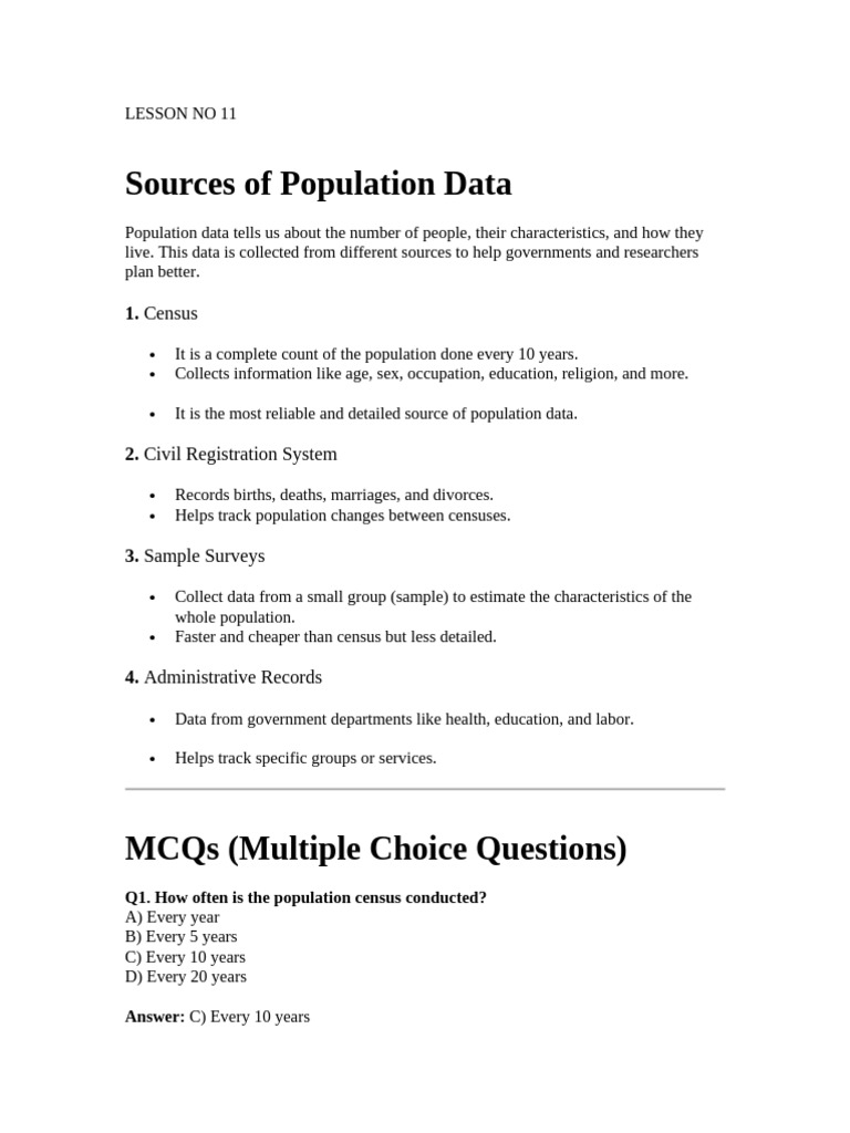 Sources of Population Data Explained | PDF | Census | Population