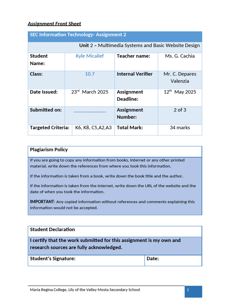 2025 ACTUAL Assignment 2 Unit 2 | PDF | Websites | Video