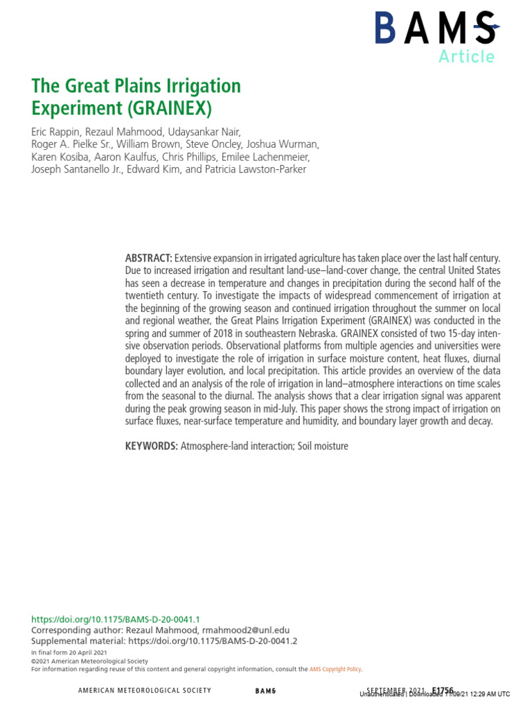 GRAINEX Irrigation Nebraska Article | PDF | Precipitation | Meteorology