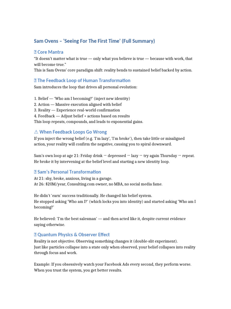 Sam Ovens' Transformation Feedback Loop | PDF | Physics
