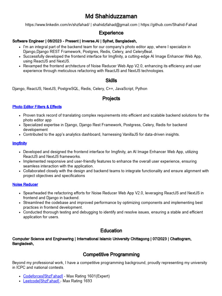 Software Engineer with Django & React Expertise | PDF | Postgre Sql ...