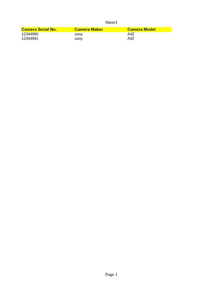 Camera Template | PDF