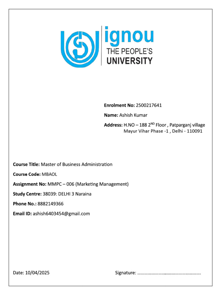 Mayur Vihar Phase - 1, Delhi - 110091: Course Code | PDF