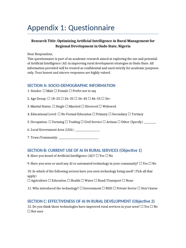 AI in Rural Development: Ondo State Survey | PDF | Poverty | Poverty ...