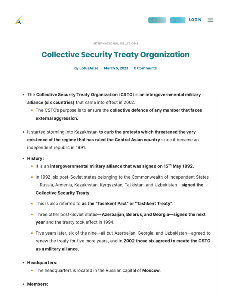Collective Security Treaty Organization LotusArise | PDF