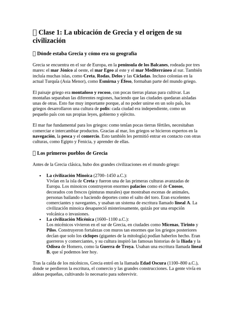 Orígenes y cultura de la antigua Grecia | PDF | Antigua Grecia | Grecia