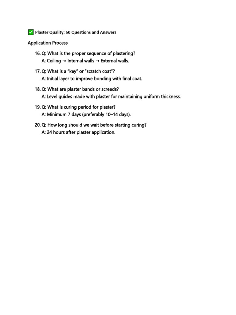 Minimum Curing Time for Plastering | PDF