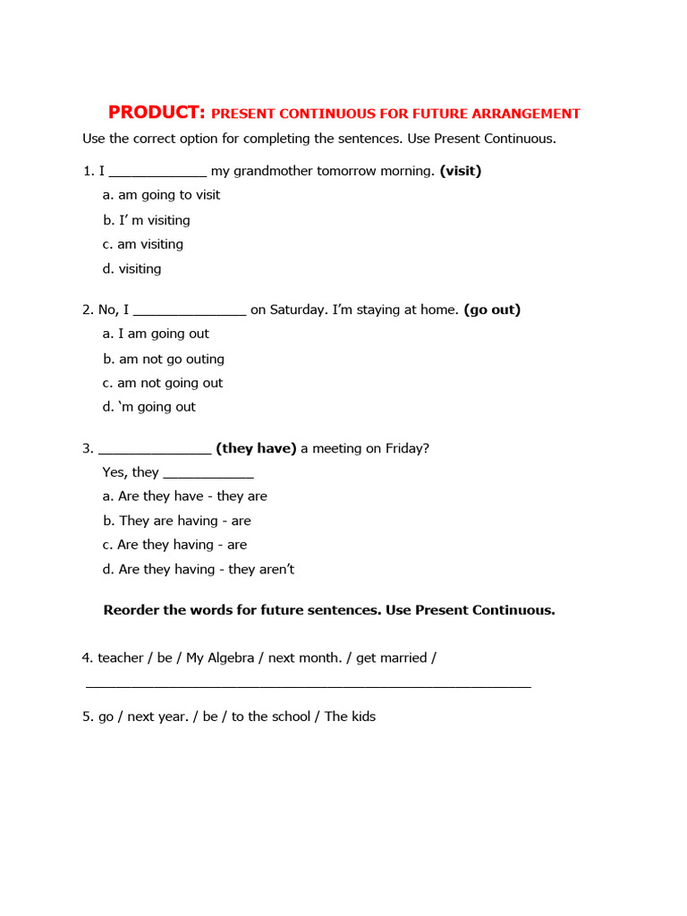 Present Continuous For Future W 3 | PDF