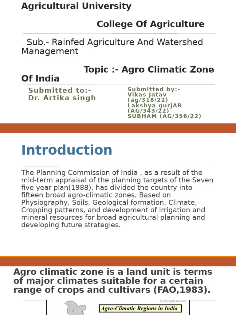 Agro Climatic Zones of India Overview | PDF | Agriculture | Himalayas