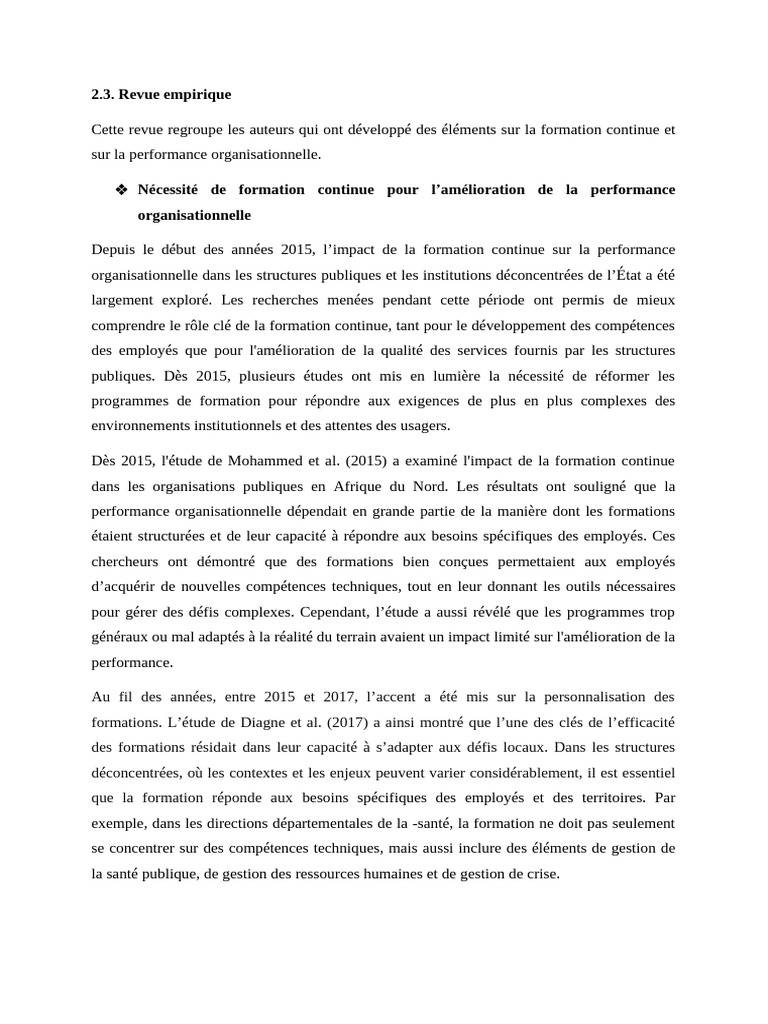 Impact de la formation continue sur la performance | PDF | Motivation ...