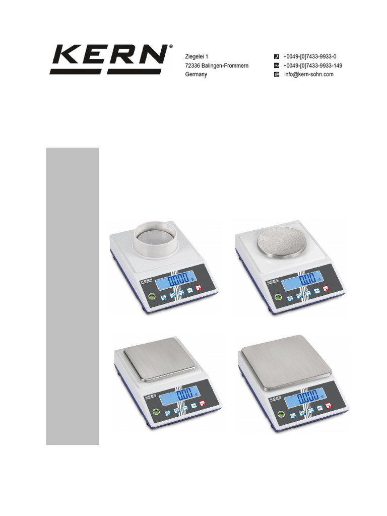 Manual Balanza Precisión KERN TPCB-A | PDF | Balanza | Calibración