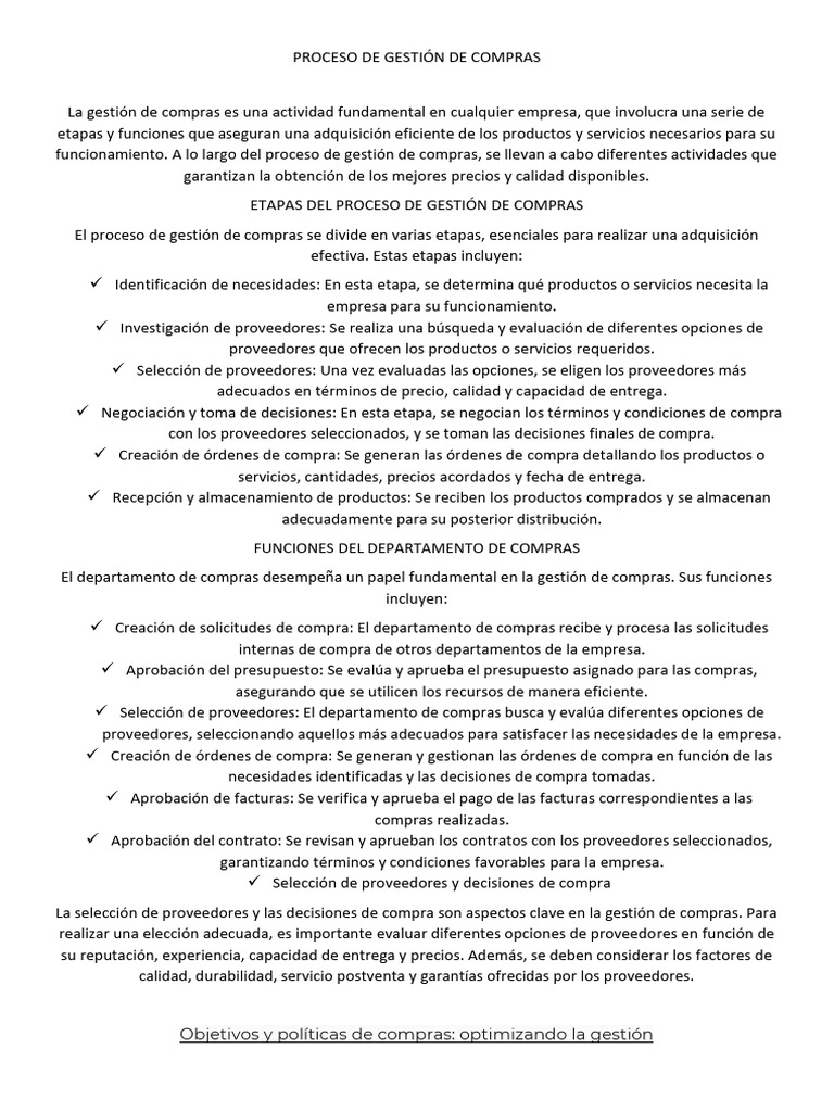 Gestion de La Produccion - Compras Ap1 | PDF | Calidad (comercial ...