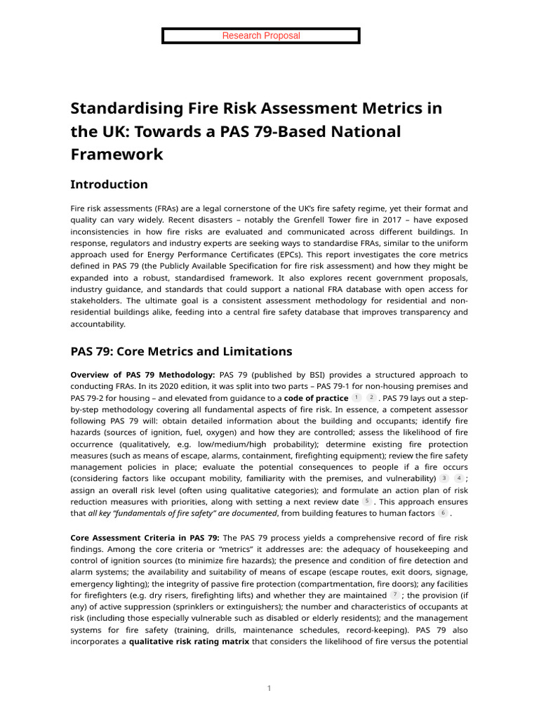 DA - Standardising Fire Risk Assessment Metrics in The UK - Towards A ...