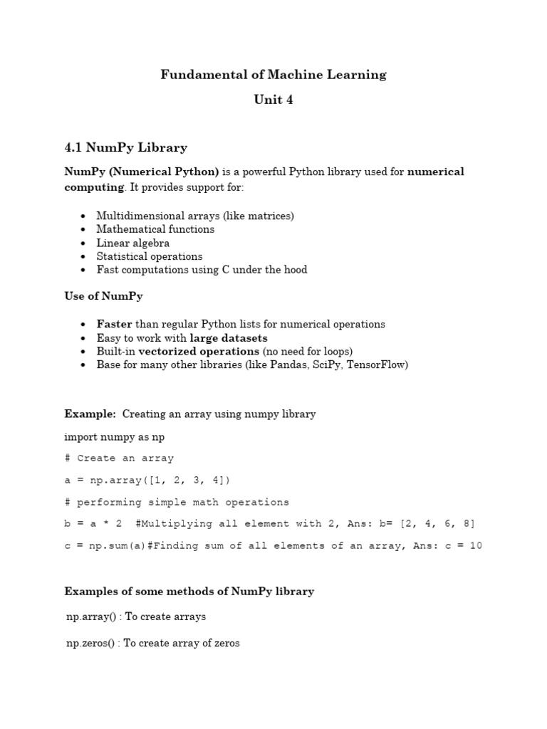 Machine Learning Essentials: NumPy, SciPy, Pandas | PDF | Matrix ...