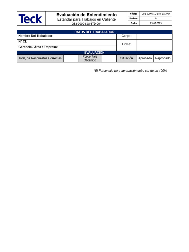 QB2 0000 Sso STD Eva 004 | PDF | Soldadura | Construcción