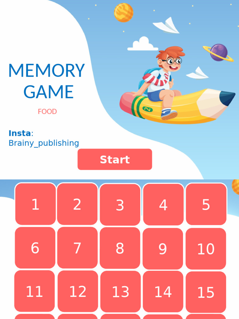Food Memory Game for Kids | PDF