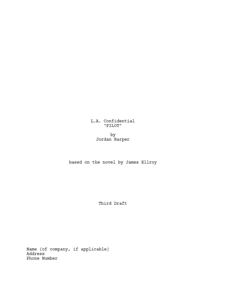 L.A. Confidential Pilot Script | PDF