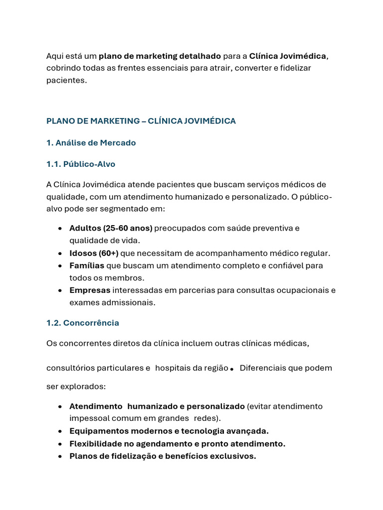 Plano de Marketing para Clínica Jovimédica | PDF | Marketing | SEO