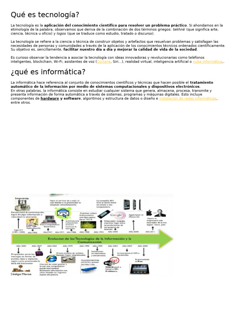 Clase de Tecnologia 1 y 2 | PDF | Hardware de la computadora | Informática