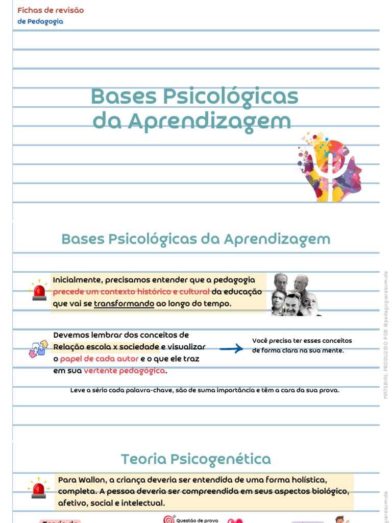 Revisão das Teorias de Aprendizagem em Pedagogia | PDF | Aprendizado ...