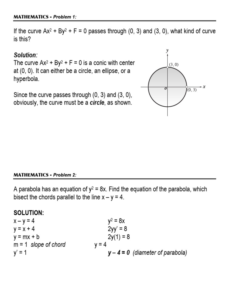 Mathematics Problems and Solutions Guide | PDF | Coordinate System ...