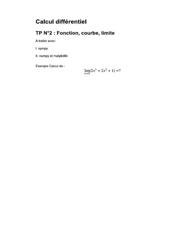 TP 2 Sujet Calcul Diff 2025 | PDF