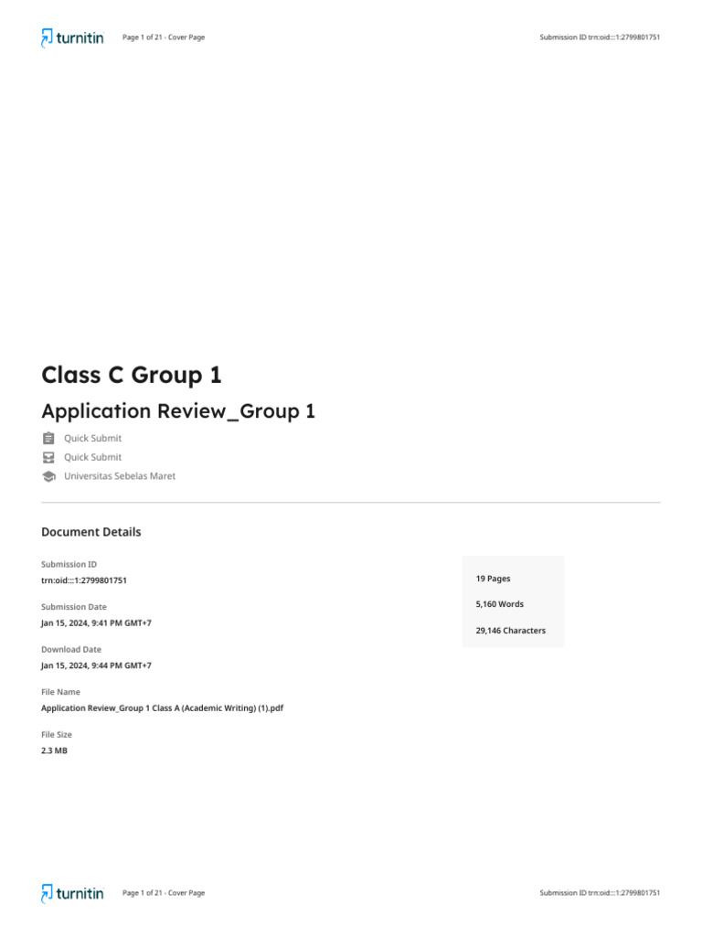 Application Review - Group 1 Class A (Academic Writing) | PDF ...