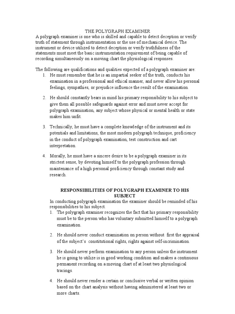 Test Procedure in Polygraph Examination PDF