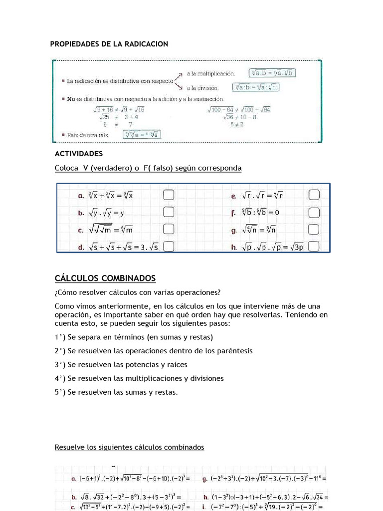 Propiedades De La Radicacion Pdf