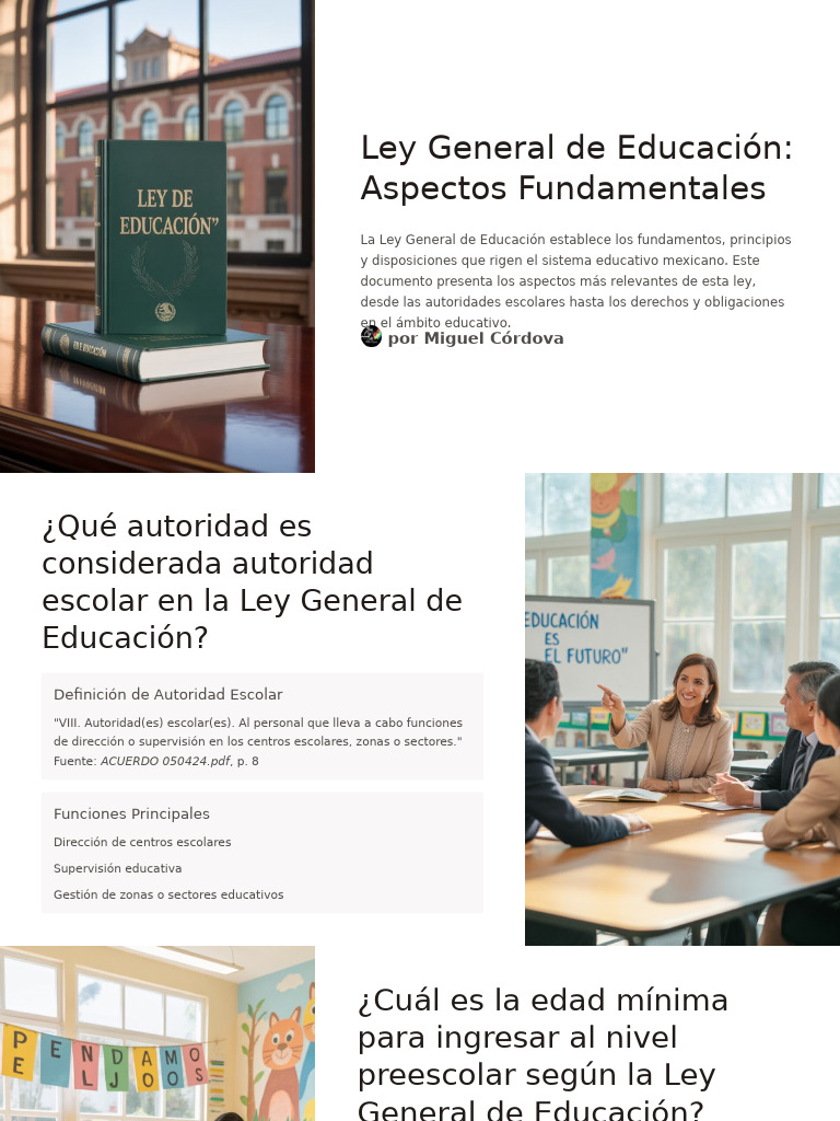 Ley General de Educacion Aspectos Fundamentales | PDF | Educación de la ...