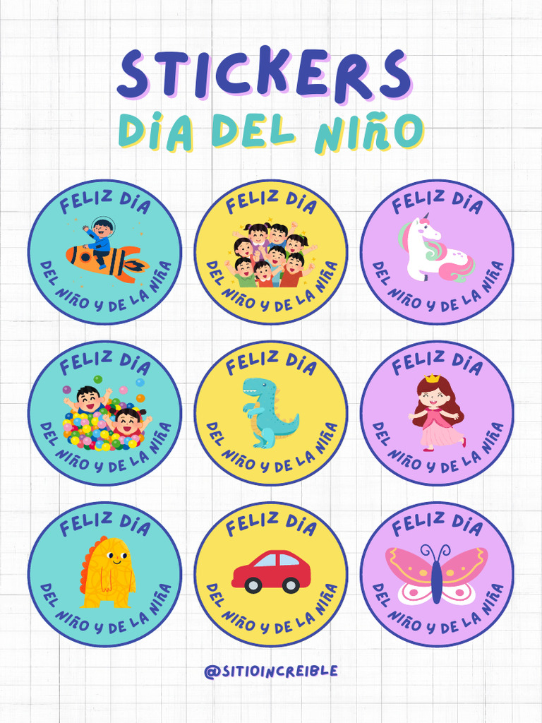 Documento A4 Stickers Dia Del Niño Infantil Colorido - 20250522 ...