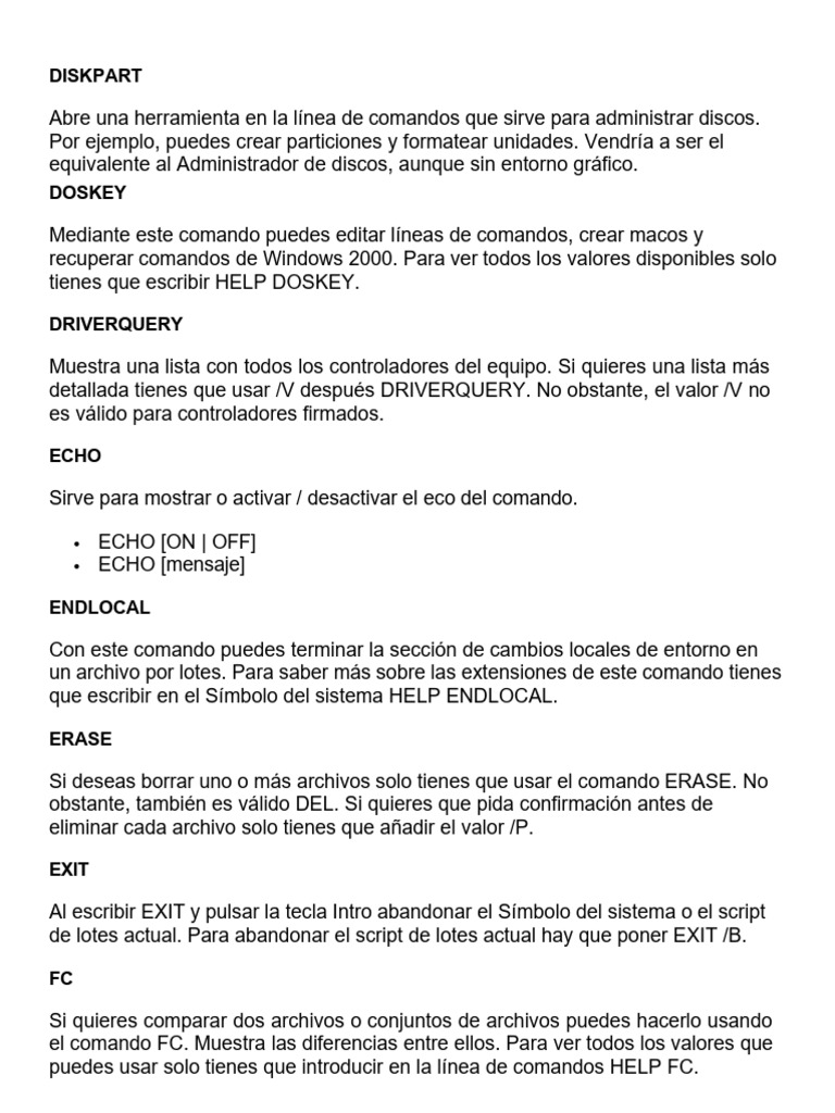Comandos útiles de CMD en Windows | PDF | Archivo de computadora ...