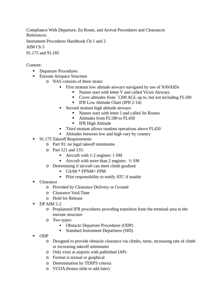 Dep, Enroute, Arr Procedures and Clearances | PDF | Instrument Flight ...