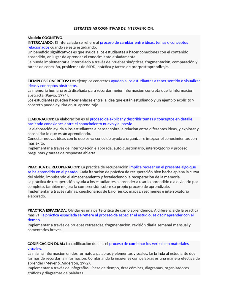 Estrategias Cognitivas para Aprendizaje Efectivo | PDF | Aprendizaje ...