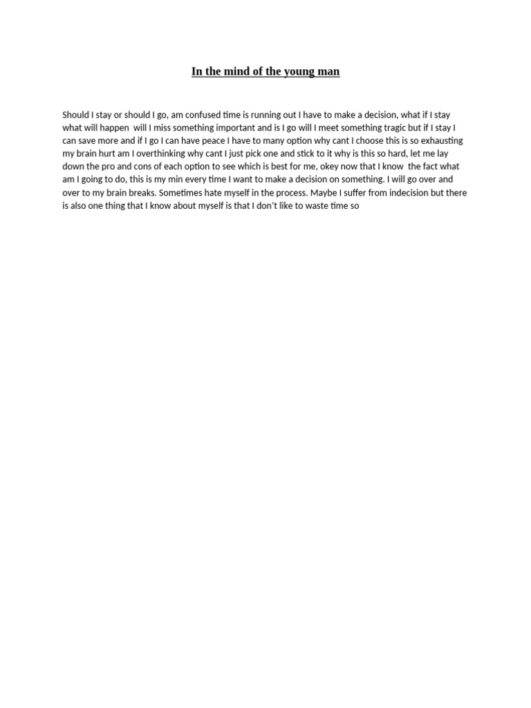 Navigating Indecision: A Young Man's Dilemma | PDF