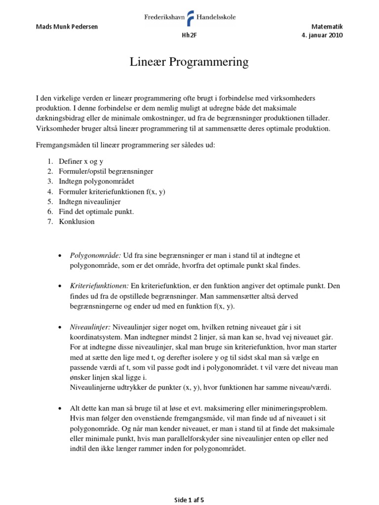 Lineær Programmering (Mads) | PDF
