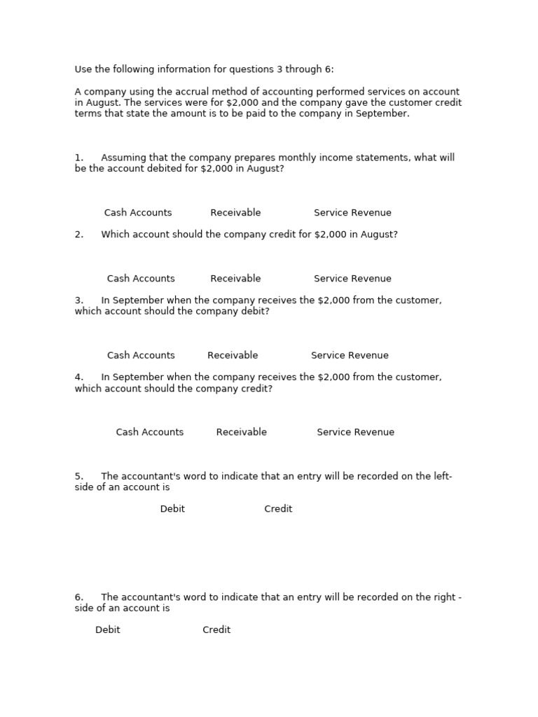 Accounting for $2,000 Service Revenue | PDF
