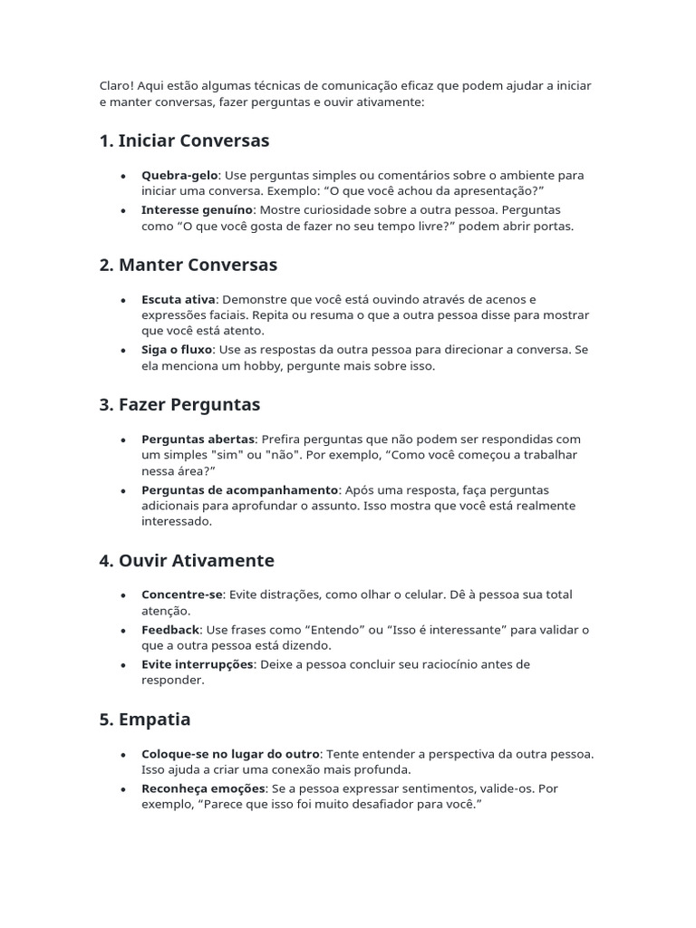 Técnicas para Conversas Eficazes | PDF
