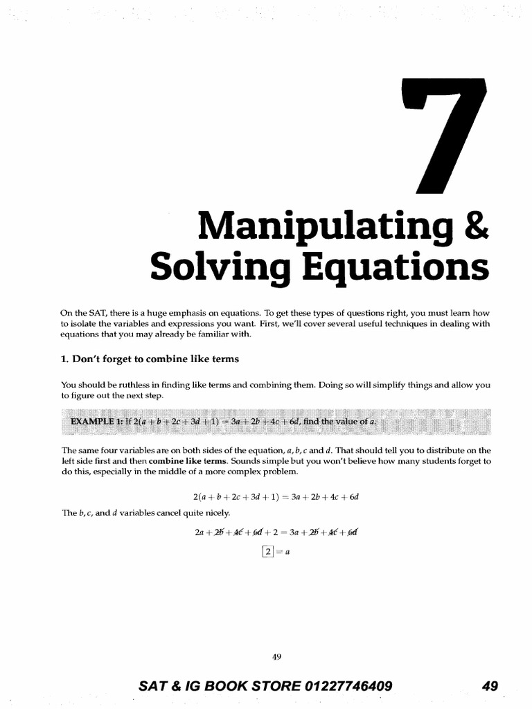 Chapter 7 Manipulating and Solving Equations 2 | PDF