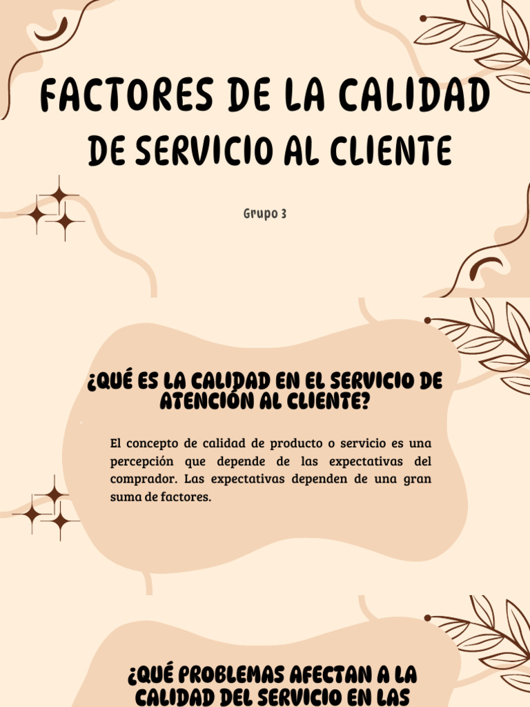 Factores de La Calidad de Servicio Al Cliente, Grupo 3 - 20250527 ...