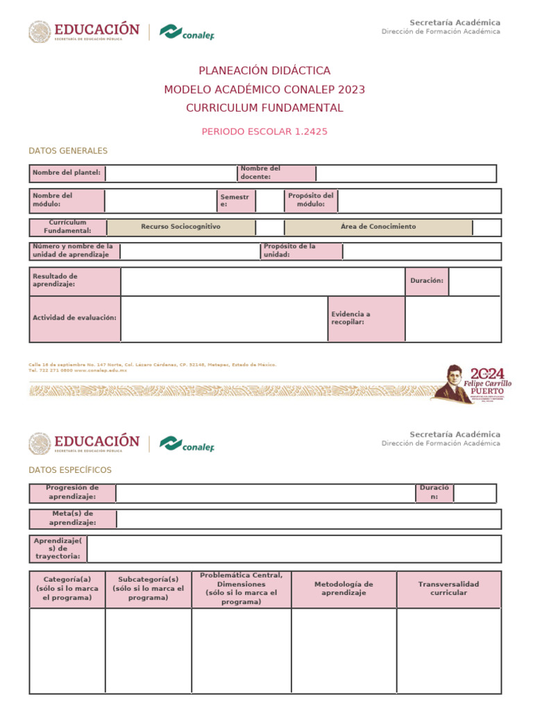 Planeación Didáctica CONALEP 2023 | PDF | Plan de estudios ...