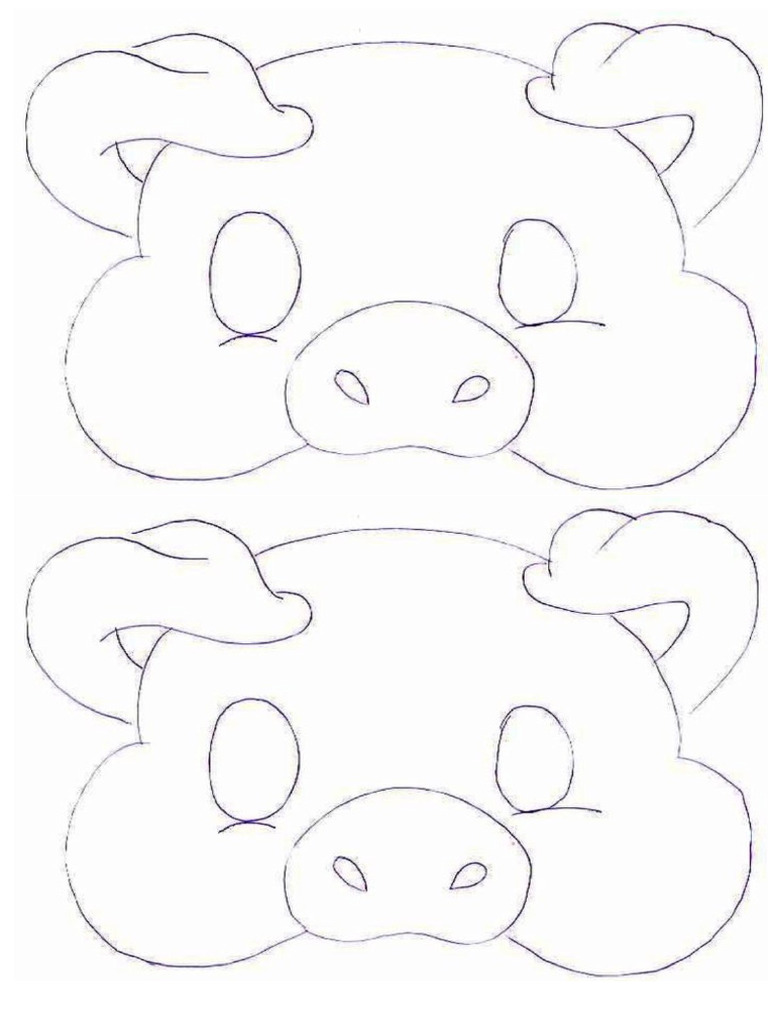 Mascara de Cerdito para Imprimir PDF