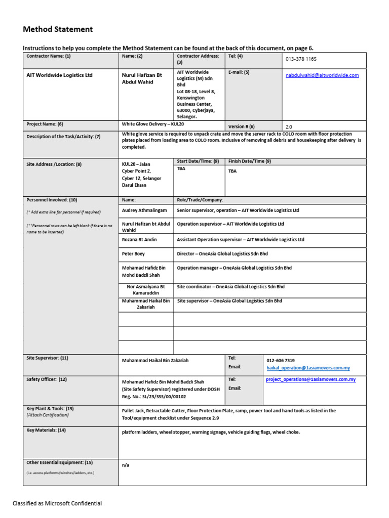 KUL20 - AIT - Approved Method Statement - 2025 | PDF | Forklift | Pallet
