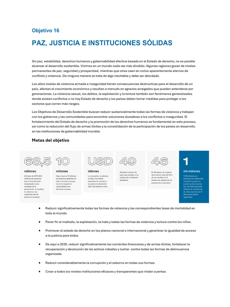 Paz y Justicia para el Desarrollo Sostenible | PDF | Sustentabilidad ...