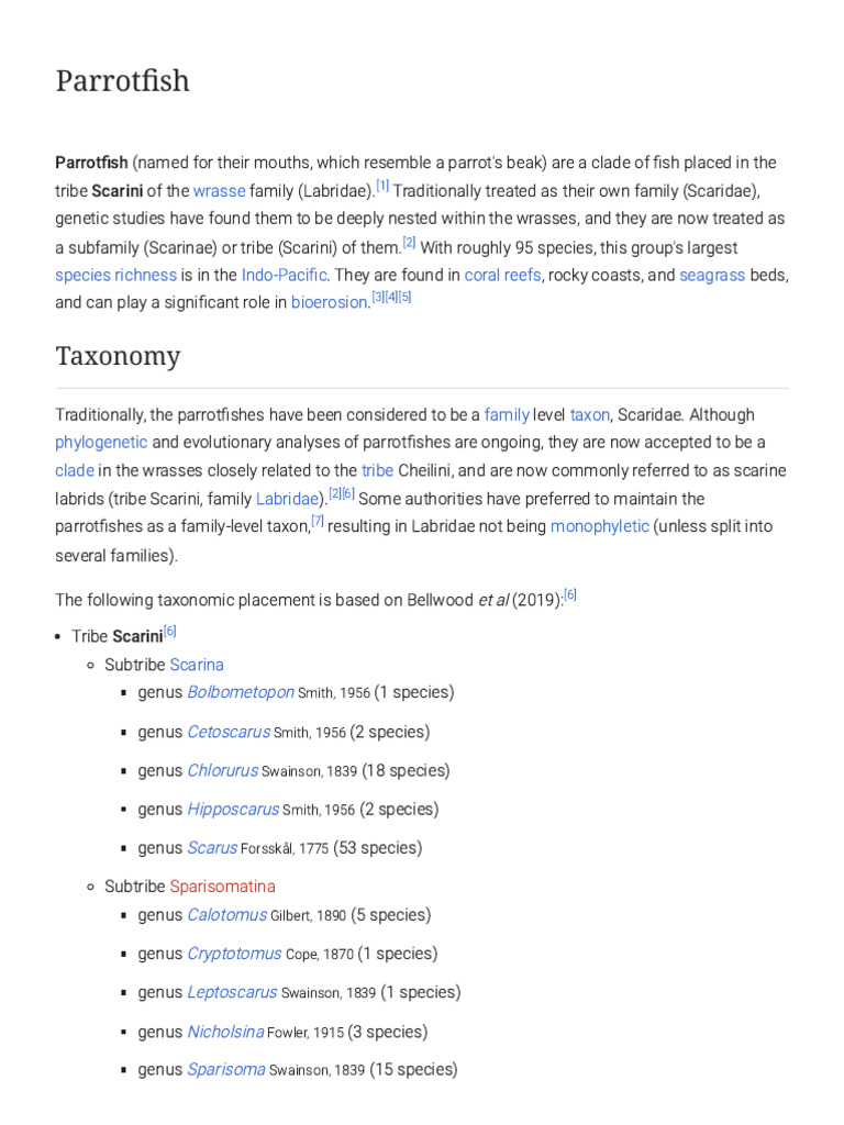 Fish Shaped Like Parrot and Green in Color | PDF | Biology